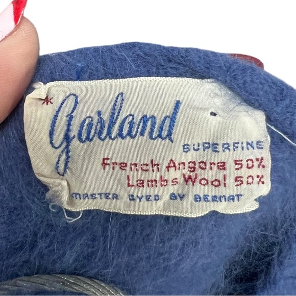 VTG 60's Blue GARLAND Angora & Lambswool Button Up Cardigan See Measurements - Picture 5 of 5